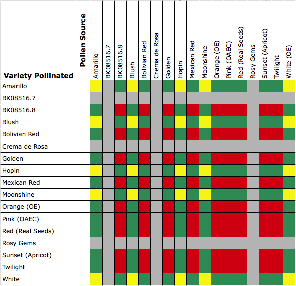 Vegetable Cross Pollination Chart