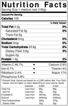 Arracacha (Arracacia xanthorrhiza) nutrition facts